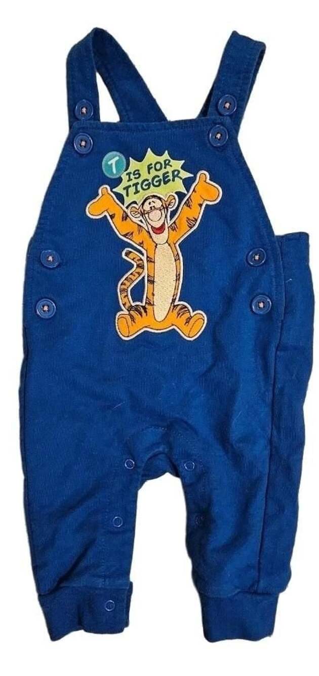 Disney Baby Blue Tigger Overalls Romper One Piece 0-3M Tigger Vintage Style